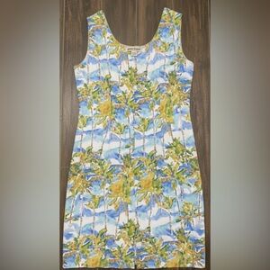 Vgt Jams World Coco Palm Tree Tropical Rayon Sleeveless Sheath Dress Small EUC